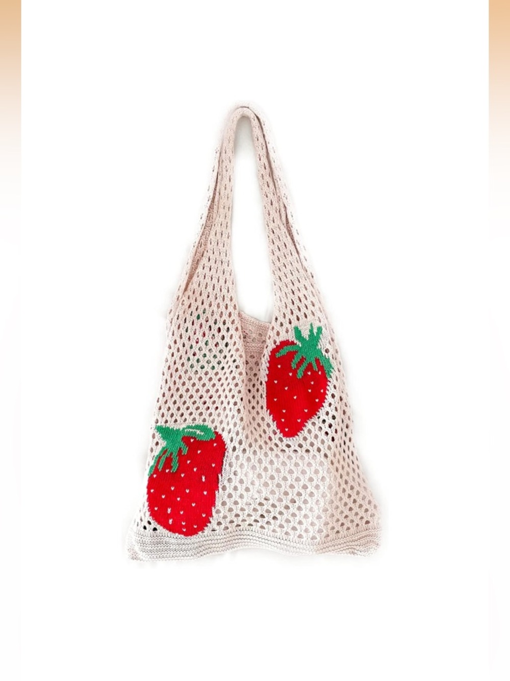 Strawberry, crochet shoulder tote bag NEW - Picture 7 of 8